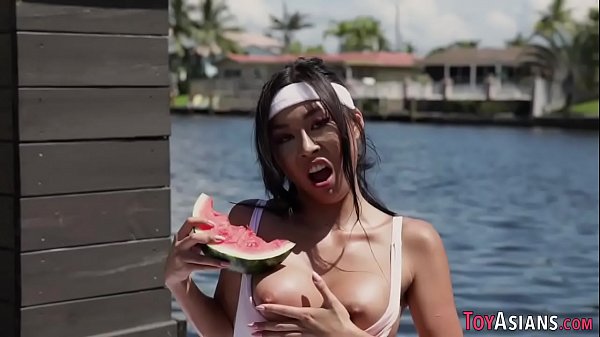 Masturbating lil asian teen rides long shlong